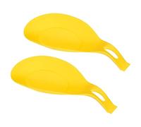 sourcing map Lot de 2 repose-cuillères en silicone, 19,5 x 9,5 cm, résistant à la chaleur, support pour ustensiles de cuisine, spatule, louche, repose-louche pour comptoir, cuisinière, jaune