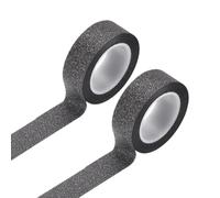 sourcing map Lot de 2 rouleaux de ruban adhésif Washi à paillettes de 1,5 cm x 10 m pour loisirs créatifs, emballage cadeau, scrapbooking, décorations de fête, noir