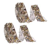 sourcing map Lot de 2 rouleaux de ruban de strass de 0,9 m x 2,9 cm, ruban autocollant en résine pour décoration de vêtements, loisirs créatifs, marron