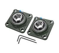 sourcing map Lot de 2 roulements à billes UCF207 avec alésage de 35 mm - Base en fonte solide - Roulements carrés montés sur bride en acier chromé