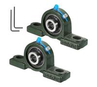 sourcing map Lot de 2 roulements à billes UCP202 avec alésage de 15 mm et base en fonte solide en acier chromé