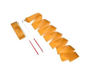sourcing map Lot de 2 rubans de danse rythmique de 200 cm pour entraînement de danse artistique et gymnastique, jaune foncé