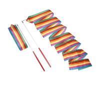 sourcing map Lot de 2 rubans de danse rythmique de 200 cm pour entraînement de gymnastique, danse artistique, arc-en-ciel