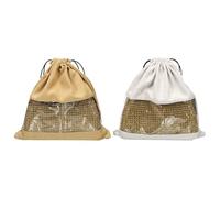 sourcing map Lot de 2 sacs à poussière pour sacs à main, 26 x 26 cm, sac de rangement en coton avec cordon de serrage et fenêtre pour sacs à main, chaussures, bottes, rangement quotidien de voyage