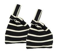 sourcing map Lot de 2 sacs de poignet en tricot, joli petit sac à main en crochet, pochette fourre-tout portable tendance pour un usage quotidien, le shopping, les voyages, les fêtes, rayures noires