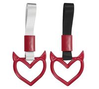 sourcing map Lot de 2 sangles de poignée de voiture en forme de cœur maléfique pour pare-chocs arrière, anneau d'avertissement décoratif pour train, bus, mauvais cœur, dragonne, pour voiture, SUV, bus