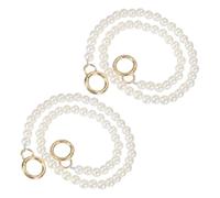 sourcing map Lot de 2 sangles de sac à main imitation perles de 61 cm avec boucle à ressort - Sangles de rechange pour sac à main, accessoires de sac à main, sac à main, 10 mm - Doré