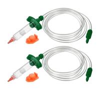 sourcing map Lot de 2 seringues distributrices de colle pour tube d'air 5 cc, adaptateur de seringues en plastique transparent avec piston, capuchon d'extrémité, chapeau supérieur pour distribution de