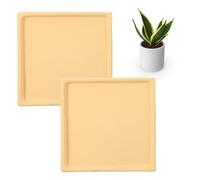 sourcing map Lot de 2 soucoupes carrées en céramique de 12 cm pour pots de fleurs, soucoupes robustes pour intérieur et extérieur, jaune clair