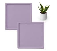 sourcing map Lot de 2 soucoupes carrées en céramique de 12 cm pour pots de fleurs, soucoupes robustes pour intérieur et extérieur, violet