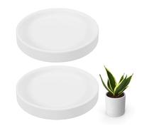 sourcing map Lot de 2 soucoupes rondes en céramique de 10,2 cm pour pots de fleurs, soucoupes robustes pour intérieur et extérieur, blanc