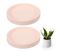 sourcing map Lot de 2 soucoupes rondes en céramique de 10,2 cm pour pots de fleurs, soucoupes robustes pour intérieur et extérieur, rose clair