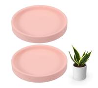 sourcing map Lot de 2 soucoupes rondes en céramique de 10,2 cm pour pots de fleurs, soucoupes robustes pour intérieur et extérieur, rose