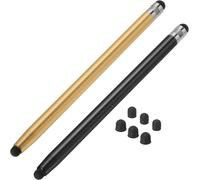 Sourcing Map Lot De 2 Stylets Pour Écrans Tactiles Avec 6 Embouts Supplémentaires - Stylet Capacitif Universel Pour Tablette - Précision De La Sensibilité - Doré Et Noir