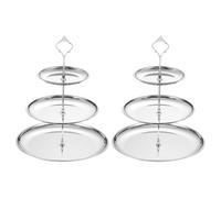sourcing map Lot de 2 supports à cupcakes à 3 niveaux ronds en acier inoxydable pour table de dessert, fruits, décoration de fête d'anniversaire, argenté