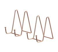 sourcing map Lot de 2 supports d'assiette en fer, présentoir porte assiette, 10,9 cm, assiettes décoratives en métal pour livre photo, or rose