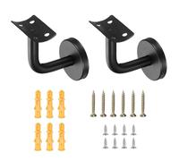 sourcing map Lot de 2 supports de rampe en acier inoxydable, support incurvé de 6,1 cm pour rail rond avec vis de montage pour rampe d'escalier de garde-corps, noir
