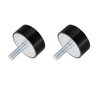 sourcing map Lot de 2 supports en caoutchouc filetés M12, isolateurs de vibrations, amortisseurs cylindriques avec goujons, 60 x 25 mm