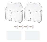 sourcing map Lot de 2 supports muraux autocollants pour téléphone portable avec trou de charge, chargeur à distance, organiseur pour maison, bureau, chambre à coucher, cuisine, smartphone, transparent