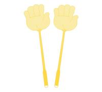 sourcing map Lot de 2 tapettes à mouches manuelles en plastique robuste à long manche pour la maison, l'intérieur et l'extérieur, 15,2 x 14,5 cm, jaune