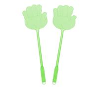 sourcing map Lot de 2 tapettes à mouches manuelles en plastique robuste à long manche pour la maison, l'intérieur et l'extérieur, 14,5 x 13,5 cm, vert