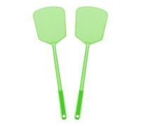 sourcing map Lot de 2 tapettes à mouches manuelles en plastique robuste à long manche pour la maison, l'intérieur et l'extérieur, 15 x 12,4 cm, vert