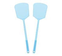 sourcing map Lot de 2 tapettes à mouches manuelles en plastique robuste à long manche pour la maison, l'intérieur et l'extérieur, 15 x 12,4 cm, bleu