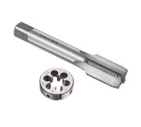 sourcing map Lot de 2 tarauds et filières 3/4-16 UNF filetés et filières rondes, outil de taraudage et filière pour réparation de filetage de vis et de boulons