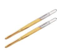 sourcing map Lot de 2 tarauds filetés métriques M2 x 0,4, revêtement en titane cobalt HSS (acier rapide) 3 cannelures droites Mini vis filetées Outil de réparation pour montres et horloges