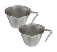 sourcing map Lot de 2 tasses à expresso en acier inoxydable avec ouverture en forme de V avec poignée et échelle pour préparer le café, les cocktails, 100 ml (vintage)