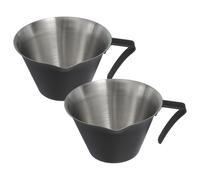 sourcing map Lot de 2 tasses à expresso en acier inoxydable avec ouverture en forme de V avec poignée et échelle pour préparer le café, les cocktails, 100 ml (noir)