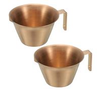 sourcing map Lot de 2 tasses à expresso en acier inoxydable avec poignée, ouverture en forme de V avec échelle, pour préparer le café, les cocktails, 100 ml (or rose)