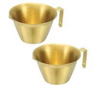sourcing map Lot de 2 tasses à expresso en acier inoxydable avec poignée, ouverture en forme de V avec échelle pour préparer le café, les cocktails, 100 ml (doré)