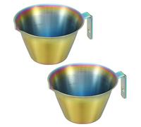 sourcing map Lot de 2 tasses à expresso en acier inoxydable avec poignée, ouverture en forme de V avec échelle pour préparer le café, les cocktails, 100 ml (irisé)