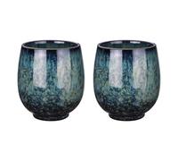 sourcing map Lot de 2 tasses à thé chinoises en céramique 153,4 g traditionnelles Gong Fu japonaises sans poignée pour maté, thé, café, vin, boissons, bleu saphir