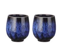 sourcing map Lot de 2 tasses à thé chinoises en céramique 153,4 g traditionnelles Gong Fu japonaises sans poignée pour maté, thé, café, vin, boissons, bleu indigo