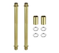 sourcing map Lot de 2 tiges de lampe droites de 150 mm, M10 en acier au carbone à double extrémité, tige filetée fine avec écrous de verrouillage, connecteur à manchon pour lampes de table