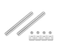 sourcing map Lot de 2 tiges entièrement filetées M10 x 90 mm en acier inoxydable 304 avec écrous et rondelles pour pinces, cintres et boulons en U, argent