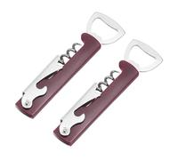 sourcing map Lot de 2 tire-bouchon en acier inoxydable durable pour bar, fête, mariage, maison, voyage, rouge foncé