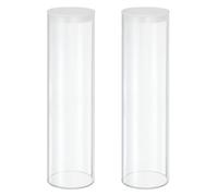 sourcing map Lot de 2 tubes de rangement ronds en plastique transparent avec couvercle noir, 80 x 300 mm