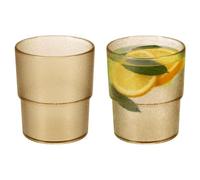 sourcing map Lot de 2 verres à eau réutilisables en acrylique transparent, texture mate, incassables, empilables pour eau, jus, bière, cocktail, whisky, marron