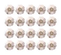 sourcing map Lot de 20 appliques florales à paillettes faites à la main de 3 cm pour loisirs créatifs, vêtements, sacs, bandeaux, chaussures - Champagne