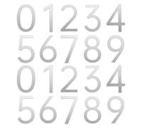 sourcing map Lot de 20 autocollants en acrylique avec numéros de maison de 0 à 9, 6,8 cm, pour bureau, hôtel, appartement, jardin, argent mat