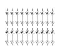 sourcing map Lot de 20 boulons filetés à double extrémité M3 x 50 mm en acier inoxydable 304 avec écrous, rondelles plates carrées et rondelles à ressort pour l'entretien de la maison, argenté