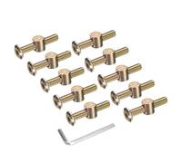 sourcing map Lot de 20 boulons pour cadre de lit, vis à tête hexagonale M6 x 35 mm avec écrous à barillet et clé hexagonale M4 pour meubles, lits, chaises