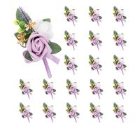 sourcing map Lot de 20 boutonnières violettes claires pour homme, fleurs artificielles avec épingles pour mariage, mariée, marié, cérémonie, anniversaire, fête formelle