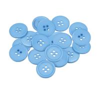 sourcing map Lot de 20 boutons à coudre ronds et plats en résine à 4 trous pour couture de vêtements et loisirs créatifs Bleu ciel 32 L 20 mm