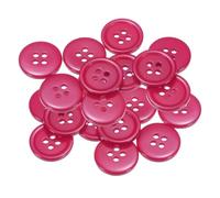 sourcing map Lot de 20 boutons à coudre ronds et plats en résine à 4 trous pour couture, vêtements et bricolage, 18 mm, rouge rose