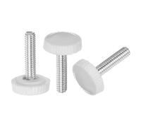 sourcing map Lot de 20 boutons moletés à filetage mâle M4 x 20 mm, vis moletées, poignées en plastique avec goujon fileté, blanc