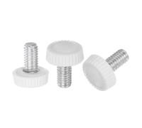 sourcing map Lot de 20 boutons moletés métriques à filetage mâle M6 x 12 mm, boutons de serrage à vis moletée, poignées en plastique avec goujon fileté, blanc